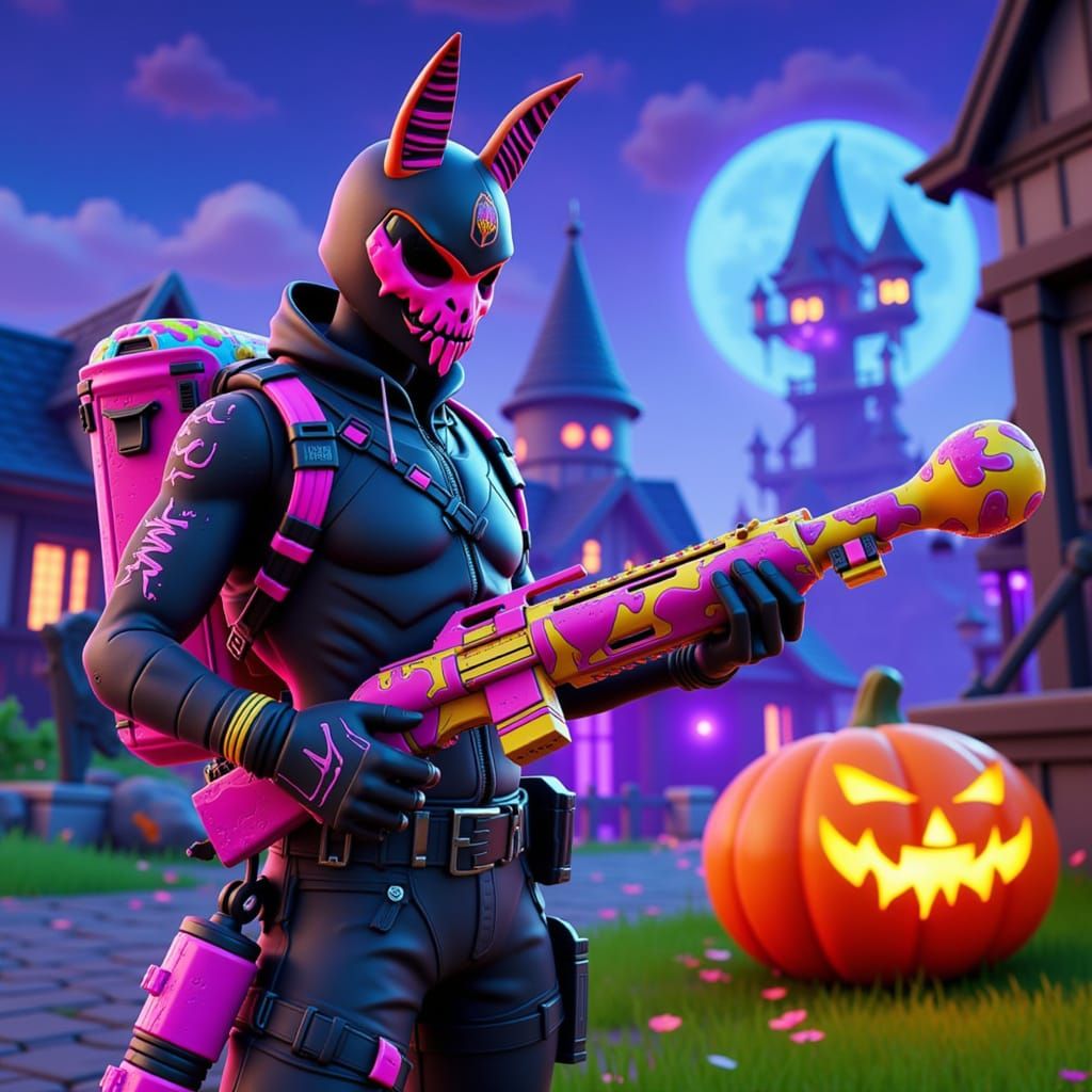 Fortnite Fighter Halloween Costume with Candy Weapons