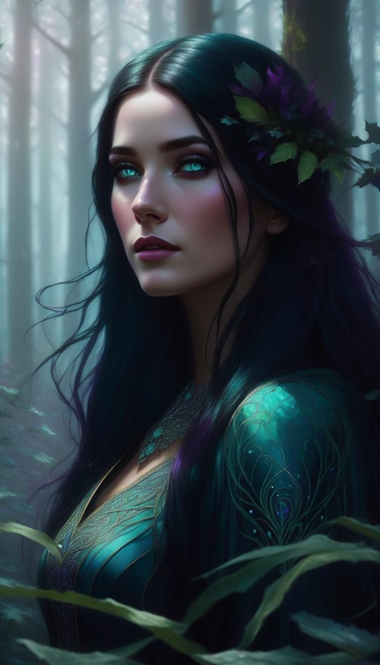 Girl with Freckles in Alien Forest, Hyperrealistic Art