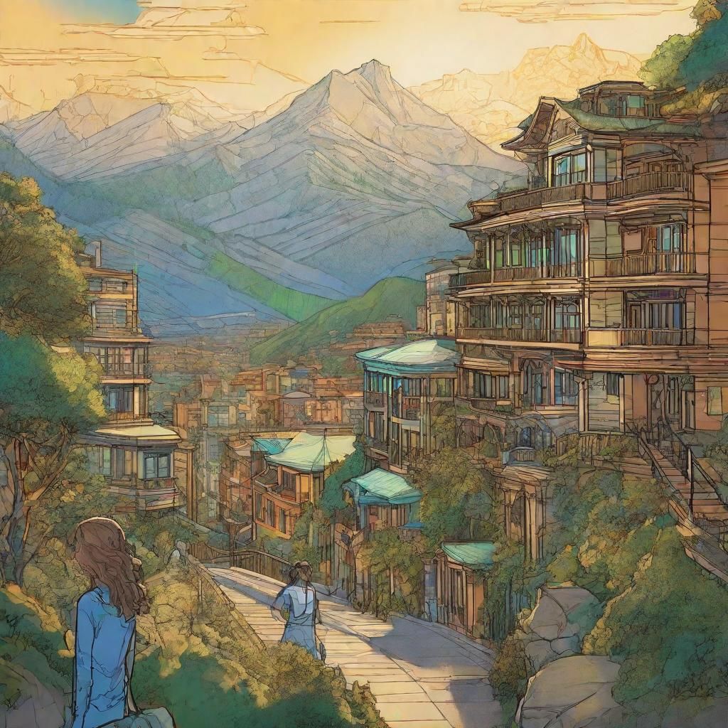 Schematic Sketch World in Art Nouveau Style