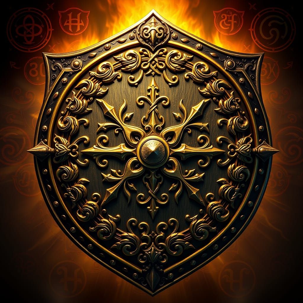 Mystical Shield with Greek Norse Fusion Art