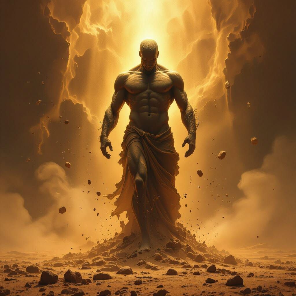 Man Formed From Earth With Divine Golden Light