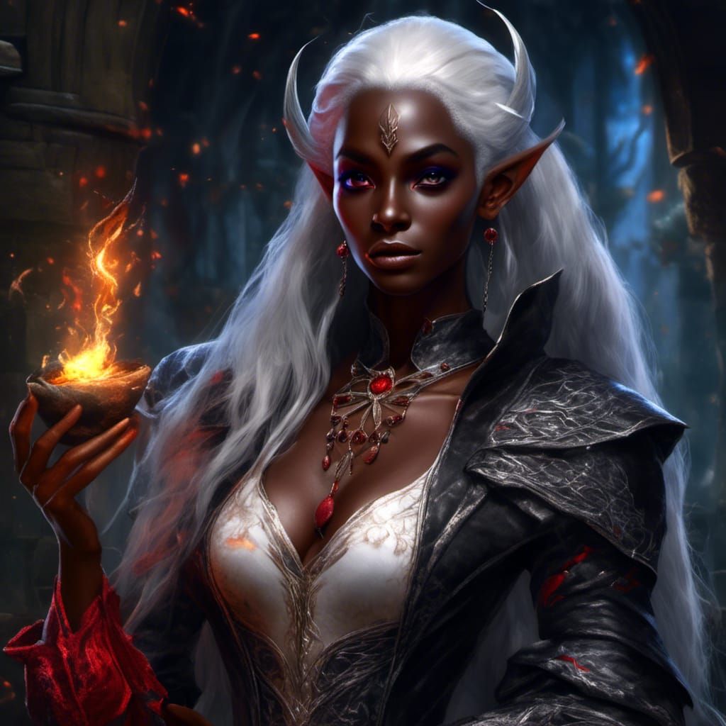 Dark Elf Wizard with Spider Details