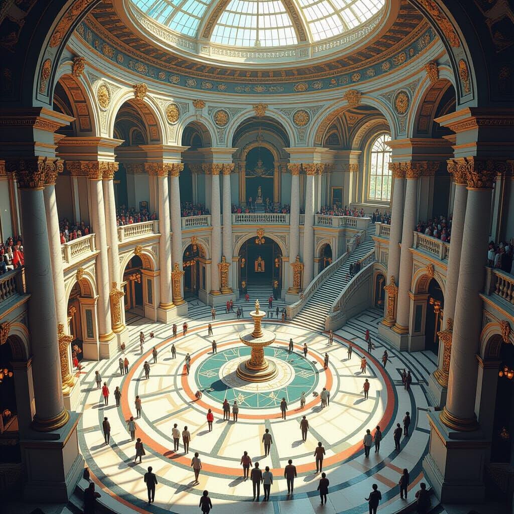 Grand Hall in Futuristic Classical Style