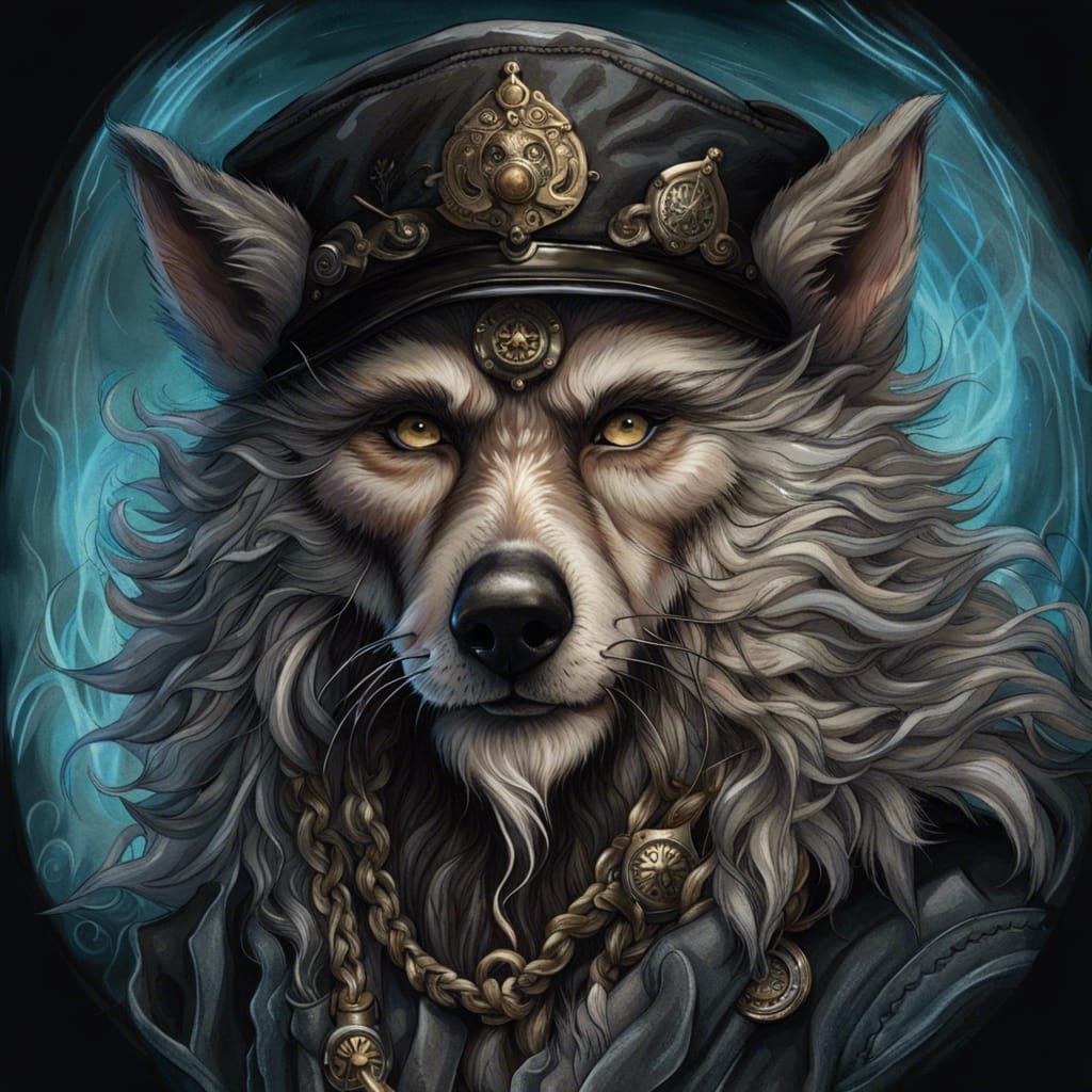 Wolf Captain Portrait in Ornate Fantasy Style