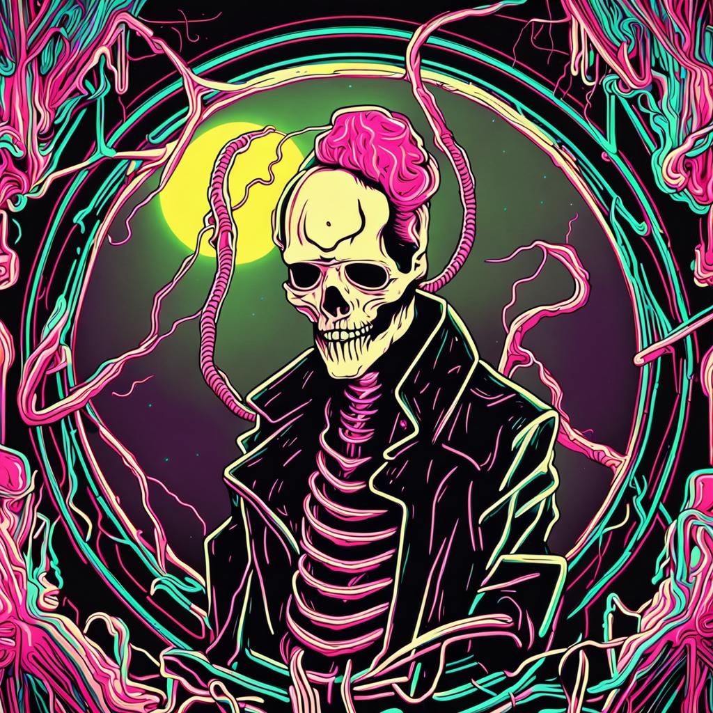 Synthwave Ghosts in Neon Retro Style