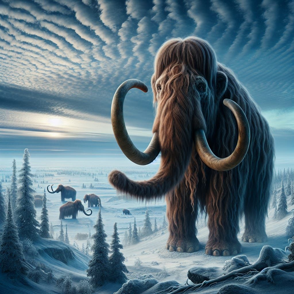 Majestic Woolly Mammoth in Icy Tundra Habitat