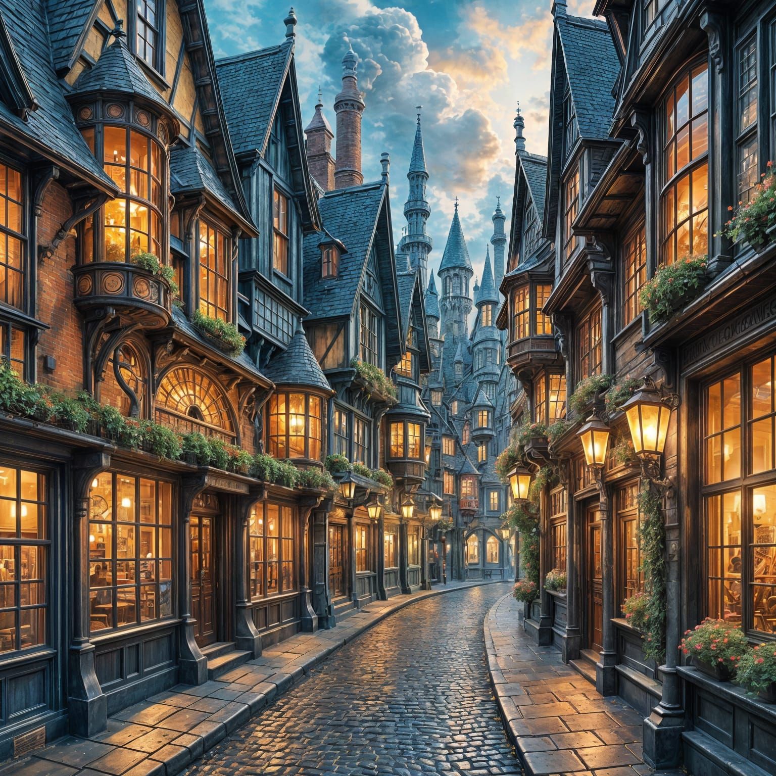Lively Diagon Alley Scene