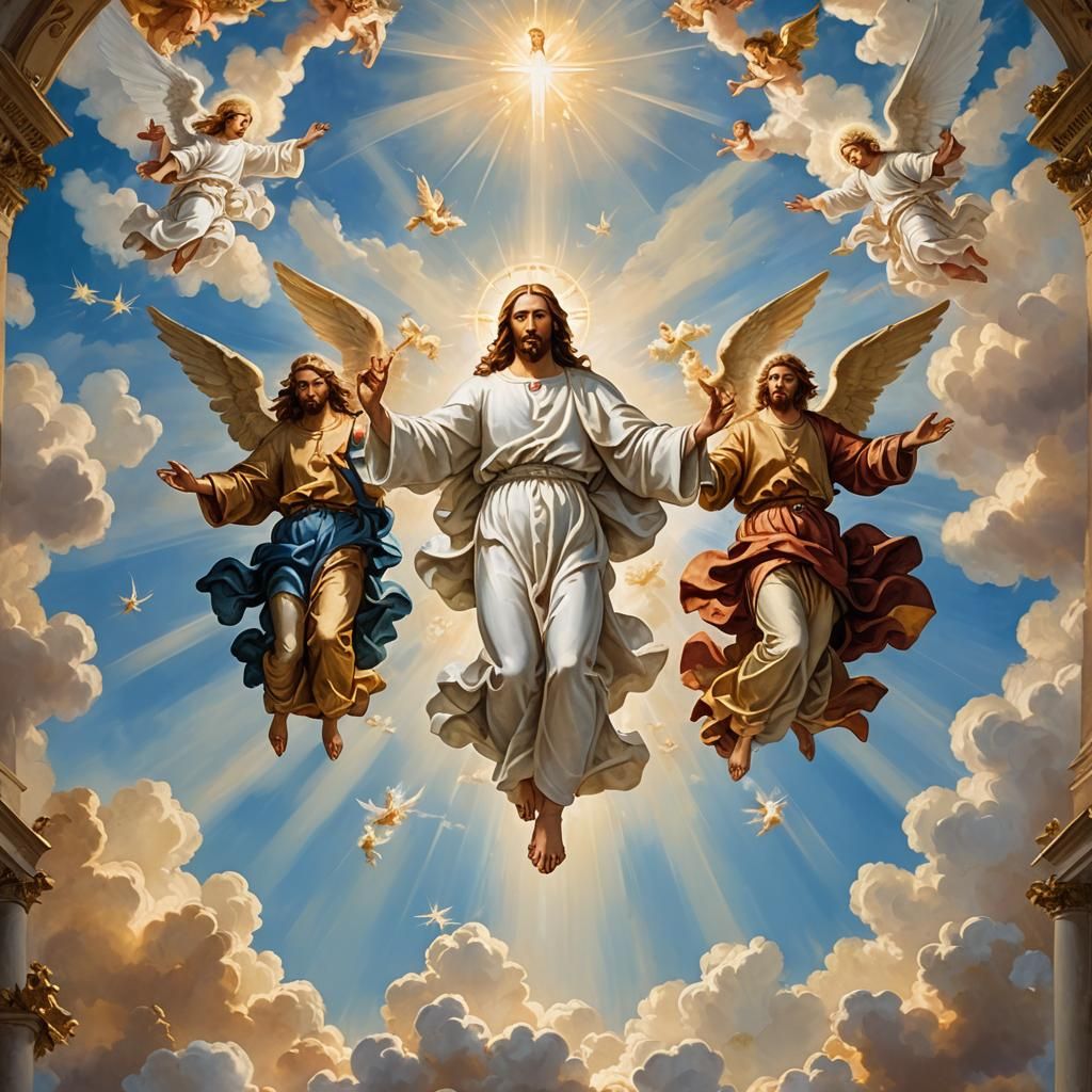 Jesus Ascends to Heaven in Baroque Style