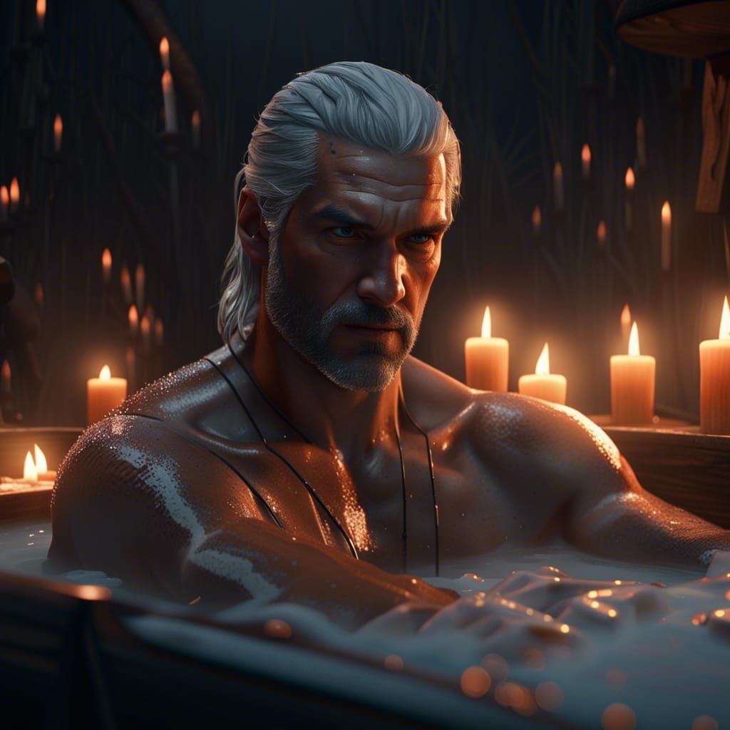 Geralt of Rivia Relaxing: 3D Game Cinematic Render