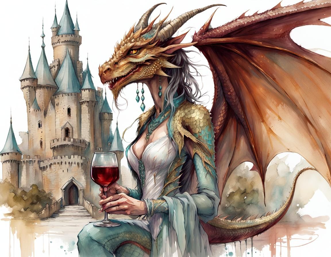 Dragonkin Lady Portrait in Carne Griffiths Style