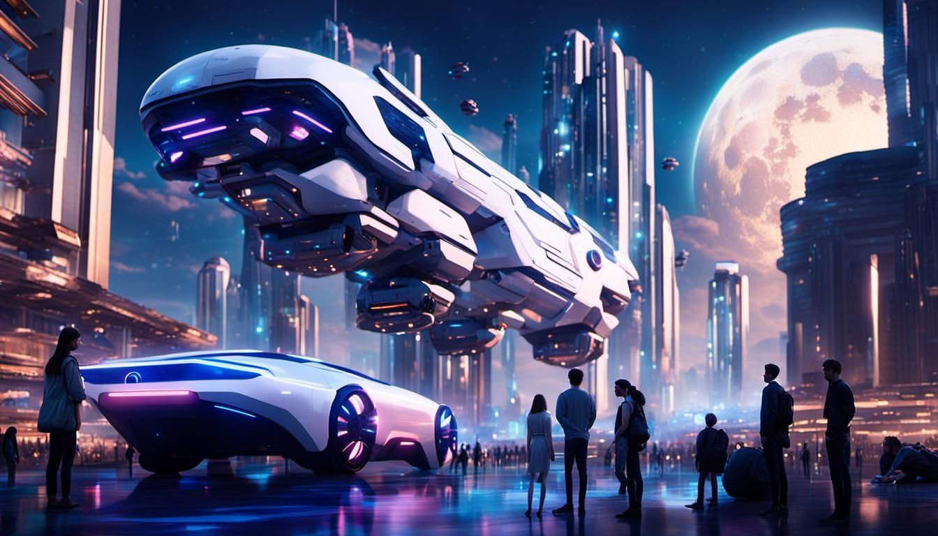 Luxurious Futuristic Utopia City Landscape at Night