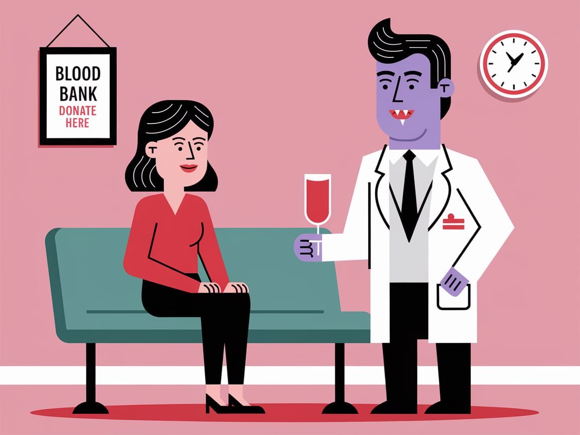 Vampire Doctor in Waiting Room with Dark Humor