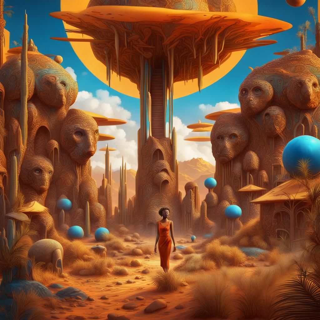 Surreal Futuristic Movie Poster in Wimmelbild Style