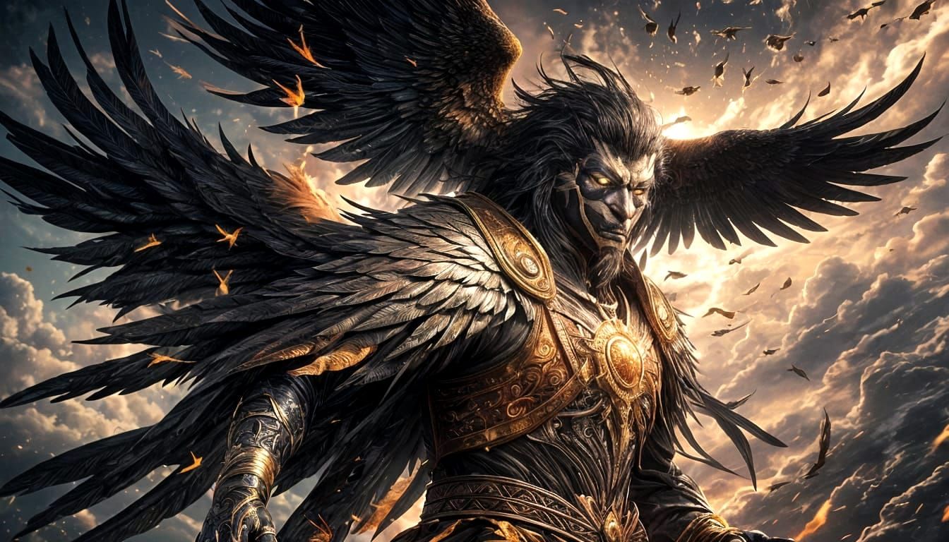 Divine Crow-Human Hybrid Unleashing Dark Energy