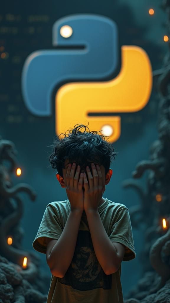 Boy's Fear of Python Logo, Digital Matte Painting