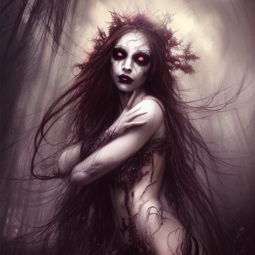 Sinister Banshee Bride Portrait in Digital Art Style