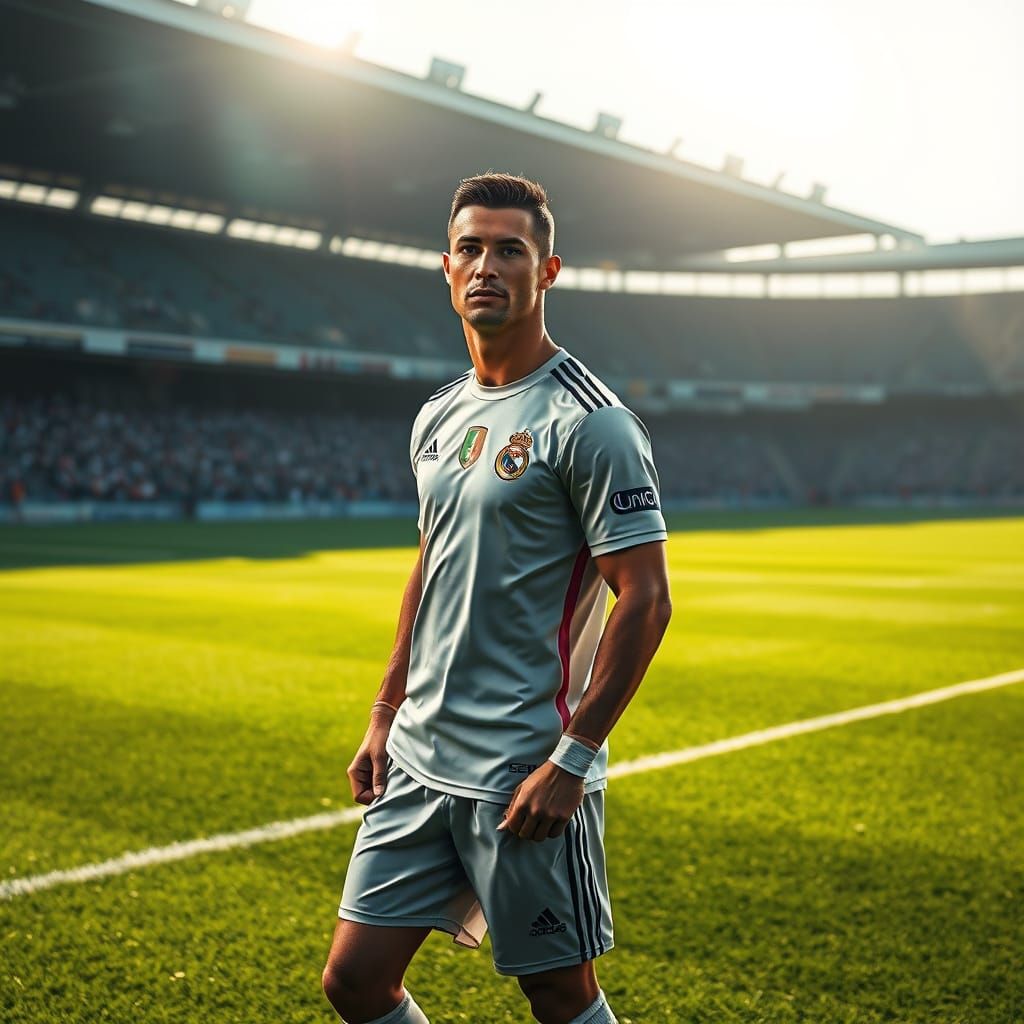 Cristiano Ronaldo on Soccer Field: Digital Art