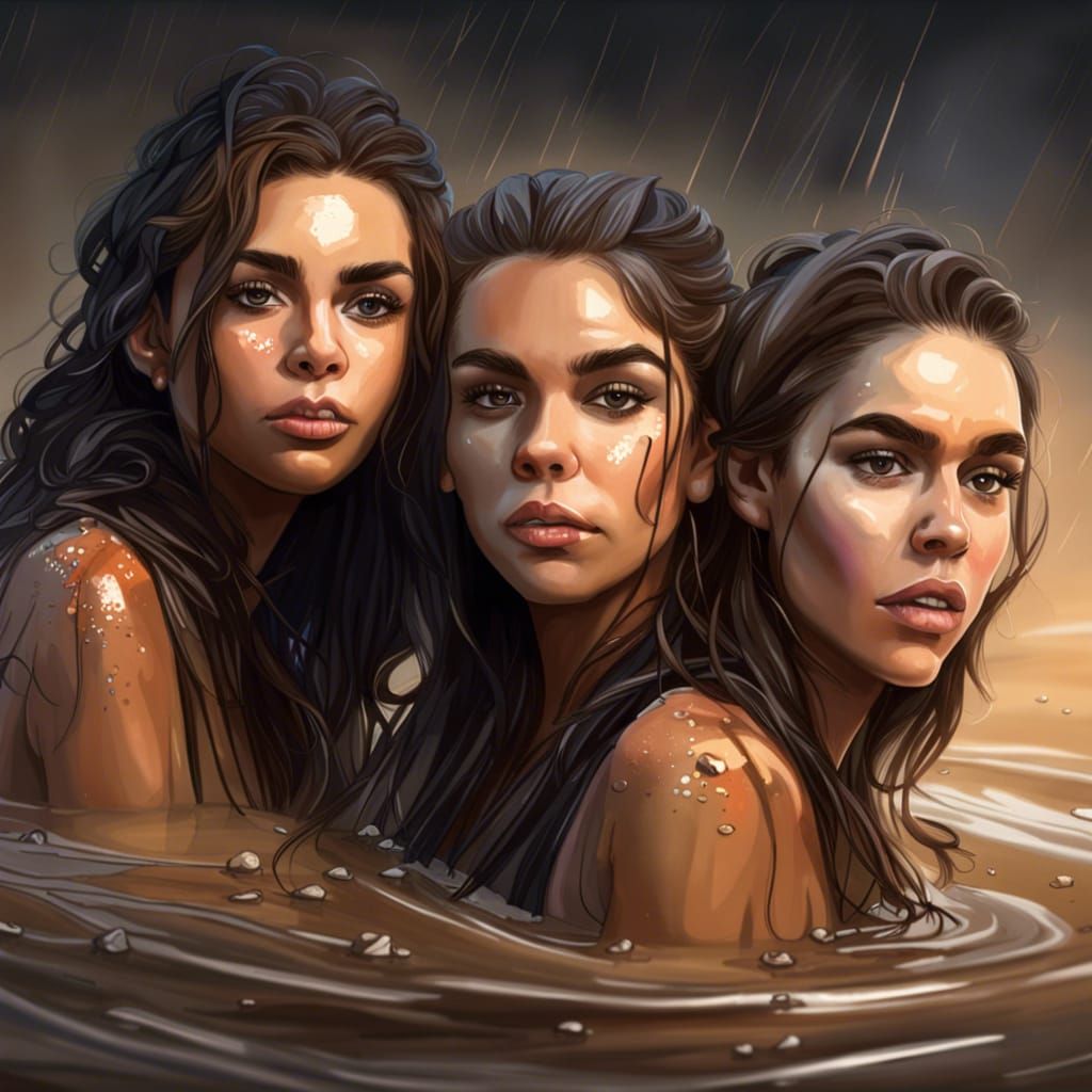 Quicksand Portrait of Three Women: 8k Concept Art