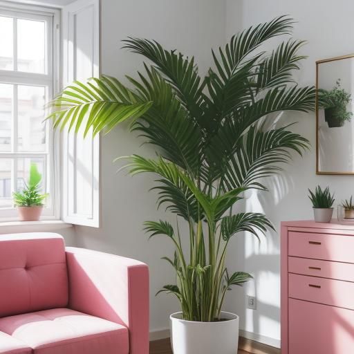 Sunny Pink and White Apartment with Plants