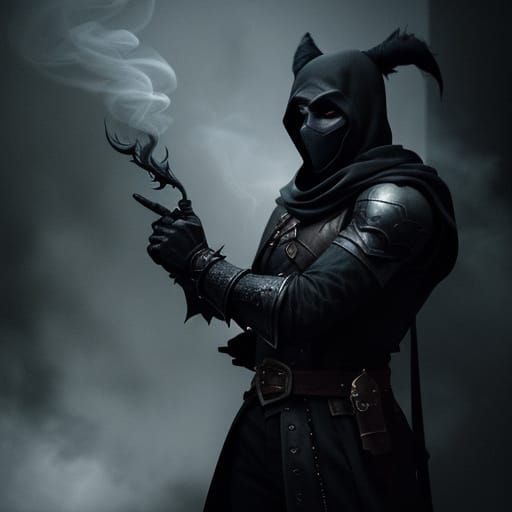 Masked Thief in Shadows: Dark Fantasy Art