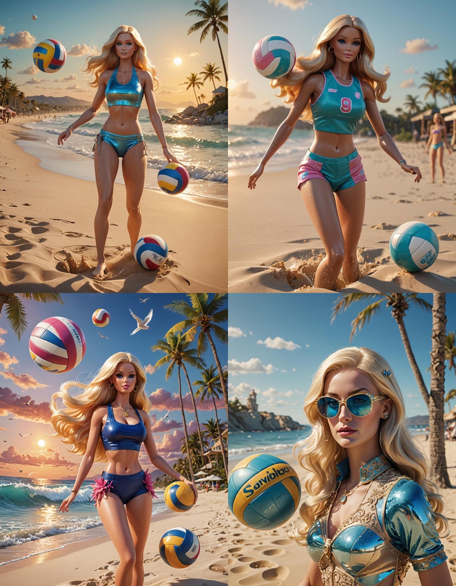 Hyperrealistic Barbie Volleyball on a Gorgeous Beach