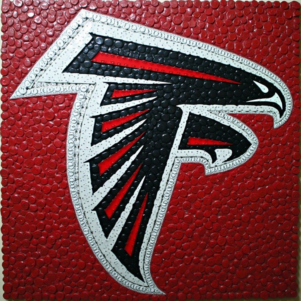 Atlanta Falcons Logo Made From Beer Caps in Mosaic Style