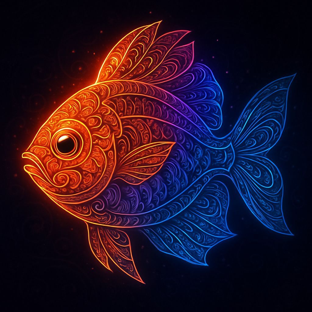 Glowing Zentangle Fish: Stunning AI Art