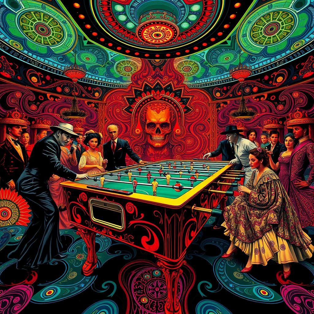 Abstract Foosball Flamenco Fractal in Cubist Style