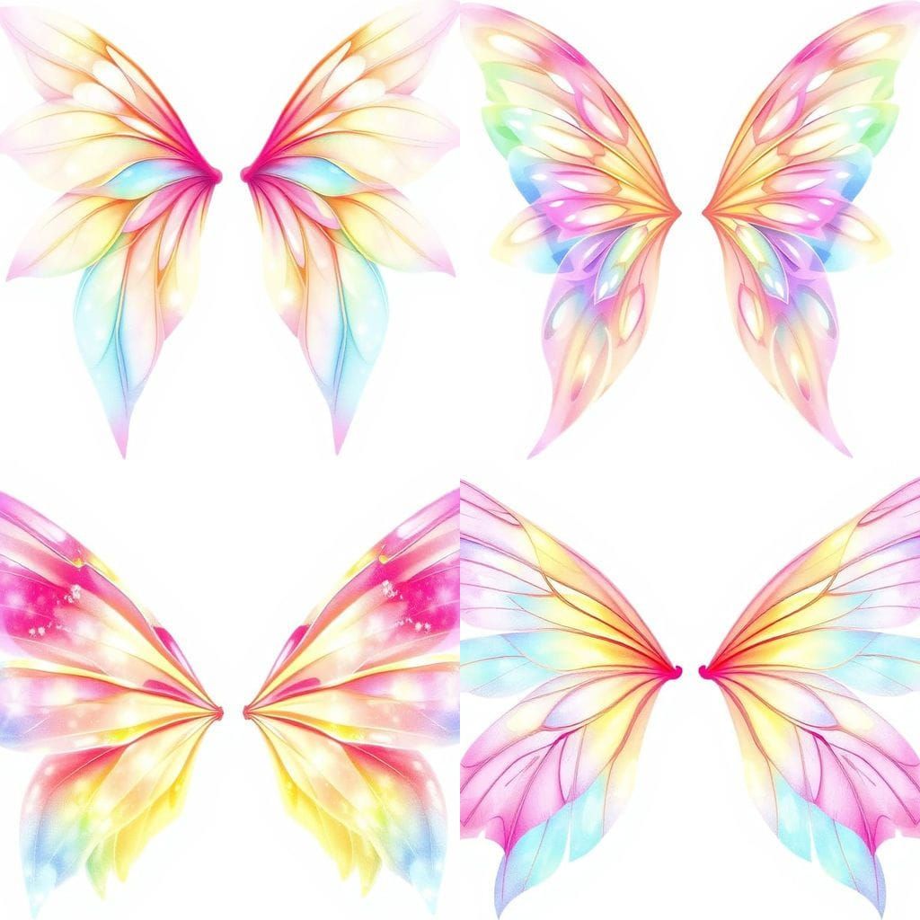 Gossamer Fairy Wings in Anime Watercolor Style