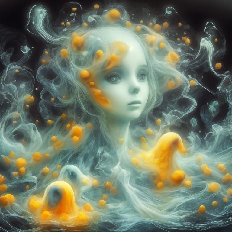 Adorable Ghost in Alcohol Ink Style