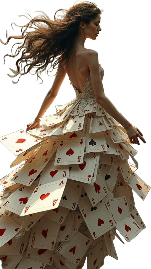 Woman in Playing Card Dress: Fantasy 3D Art