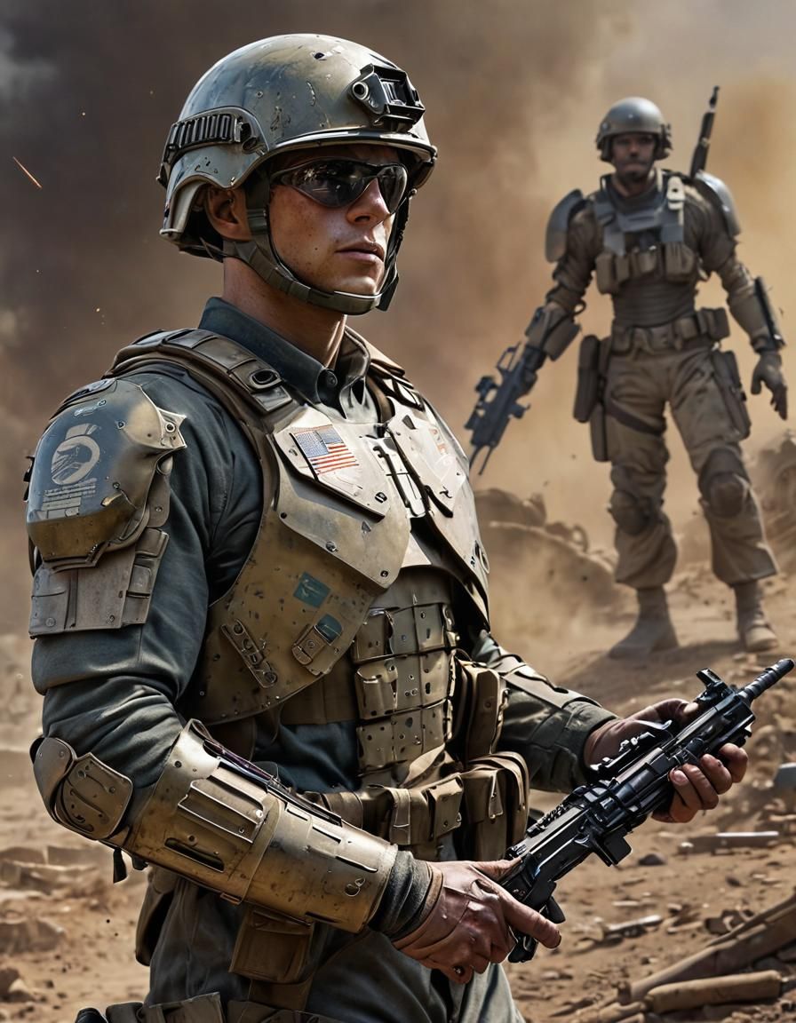 American WWII Soldier with 2050s Tech