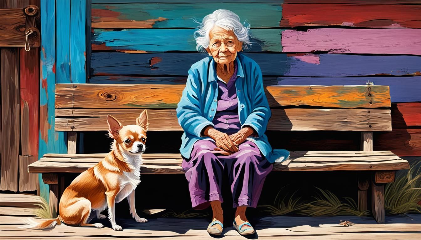 elderly woman and dog