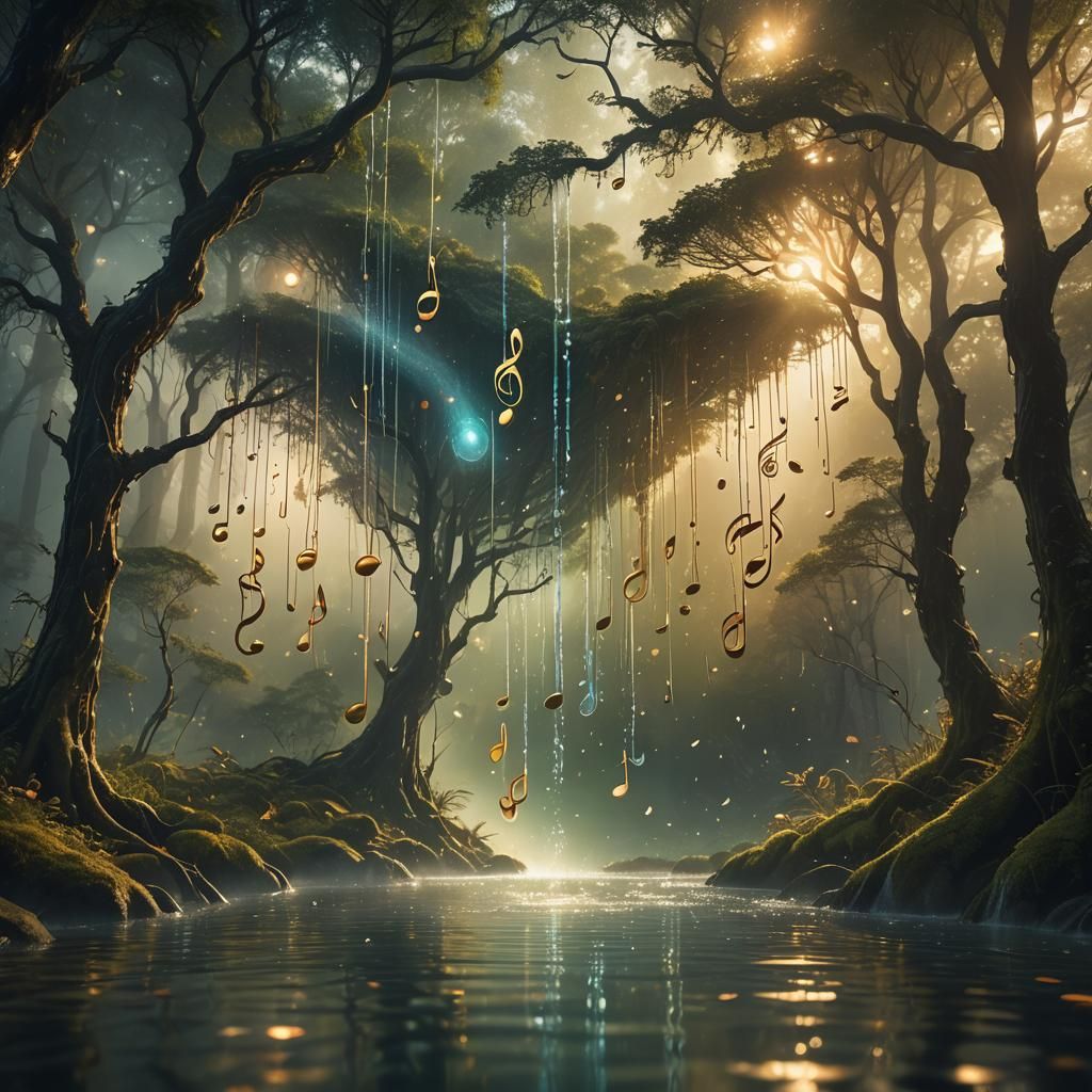 Mystical Forest: Music Becomes Water in Digital Art
