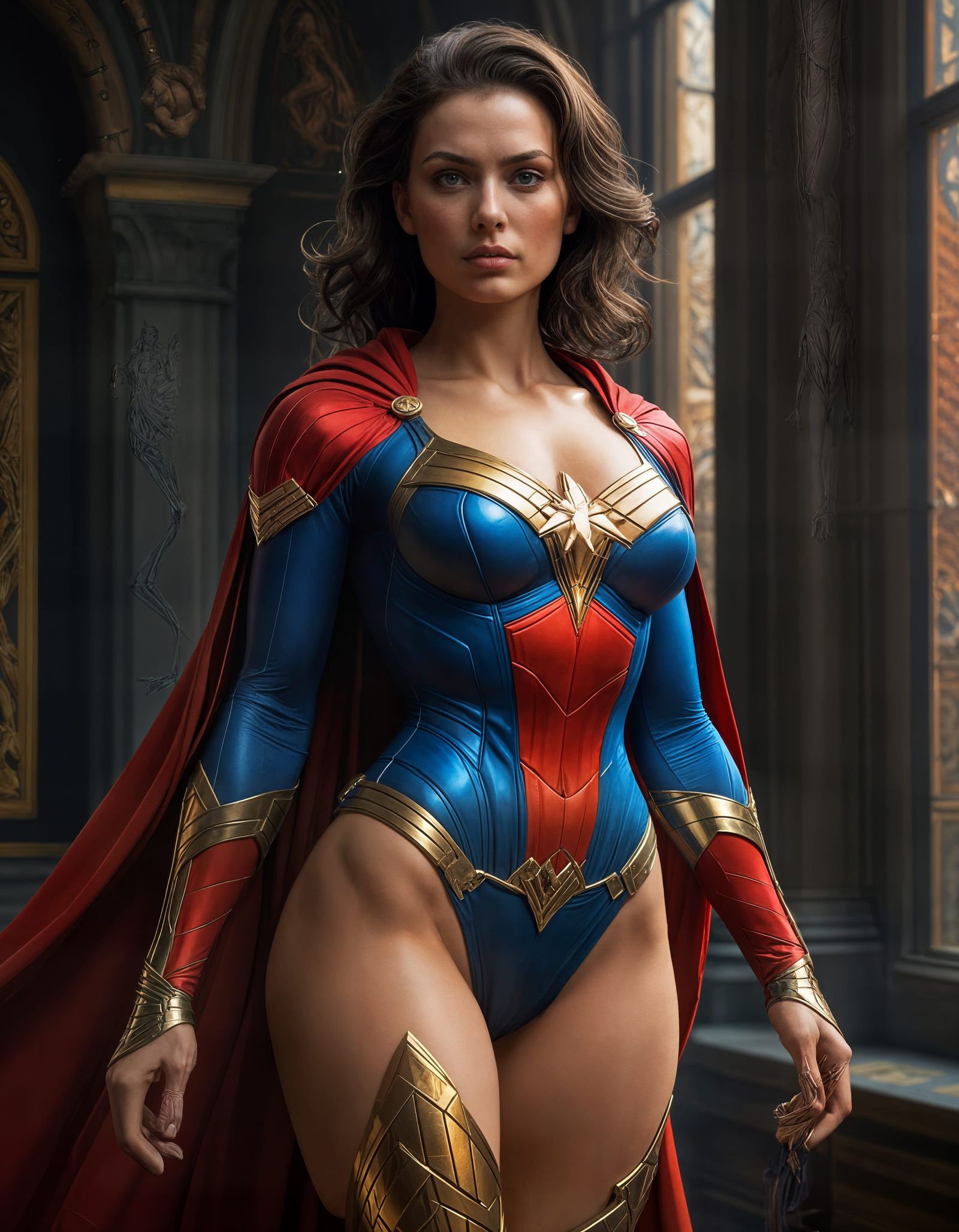 Dutch Superhero Nova Oranje Poses in Elegant Amsterdam Landm...