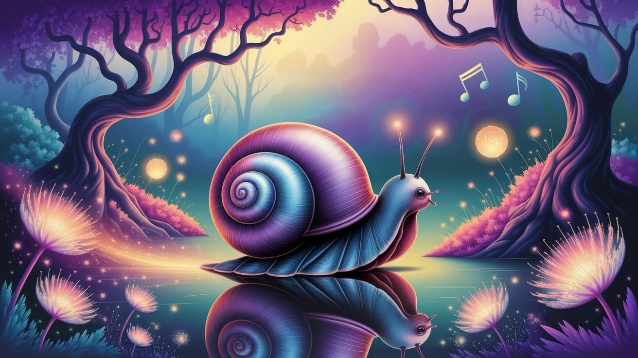 Enchanted Snail's Journey Through a Magical Forest