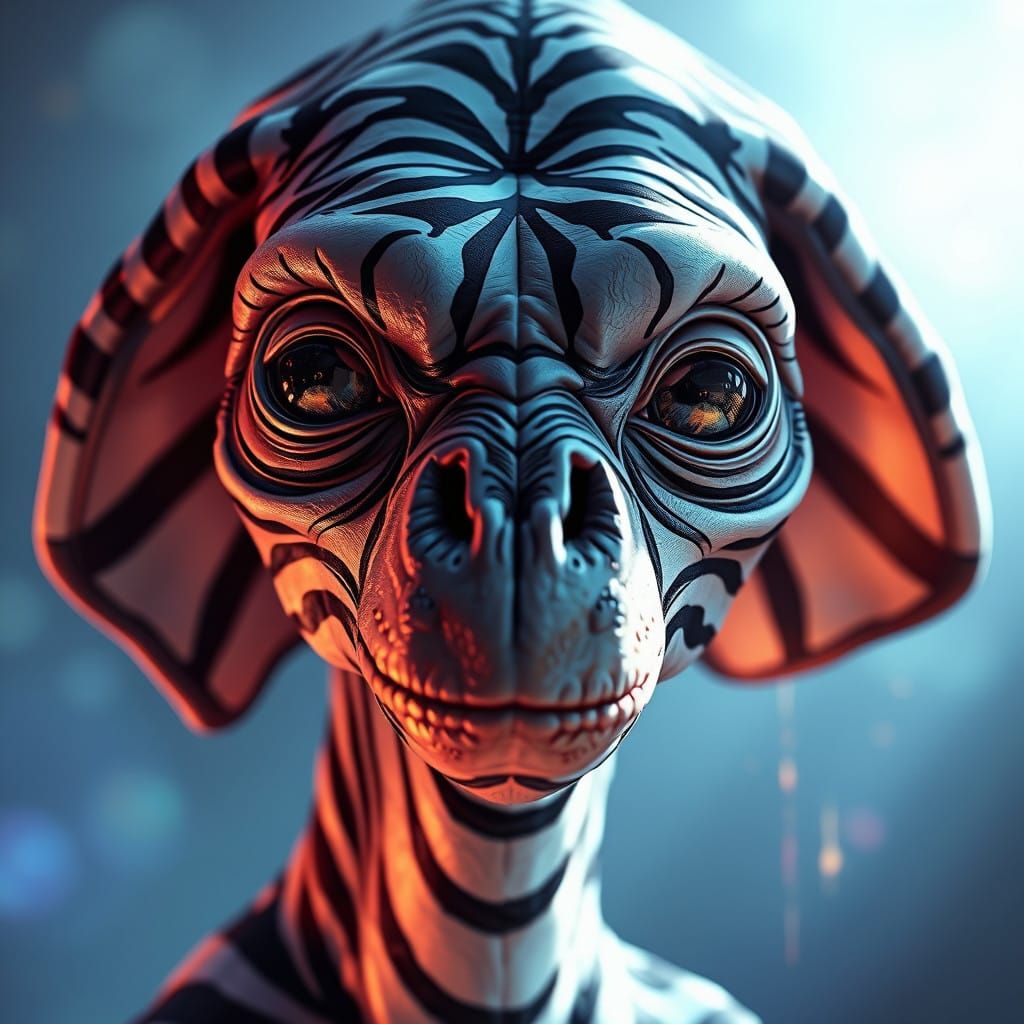 E.T. the Extra-Terrestrial in Vibrant Zebra Print Style