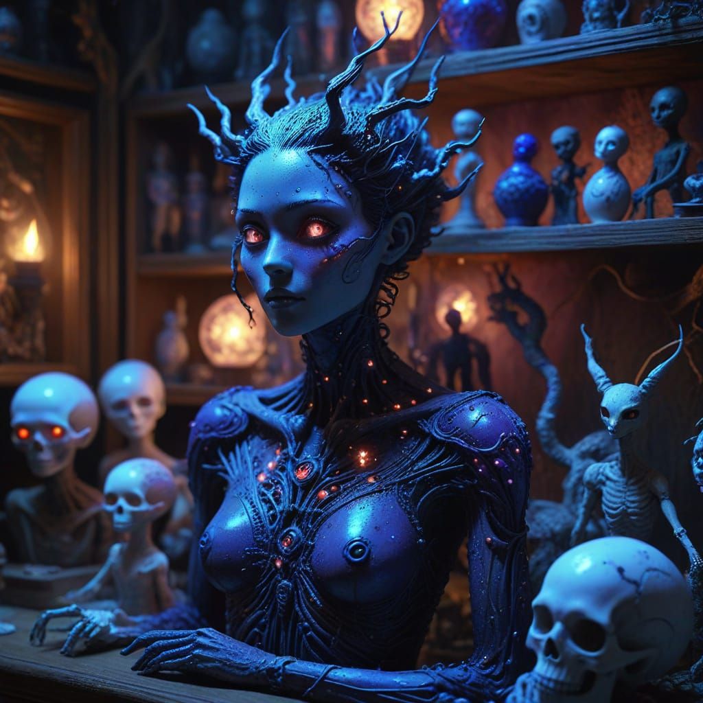 Surreal Atelier of Cosmic Terrors in Low-Key Mystical Lighti...