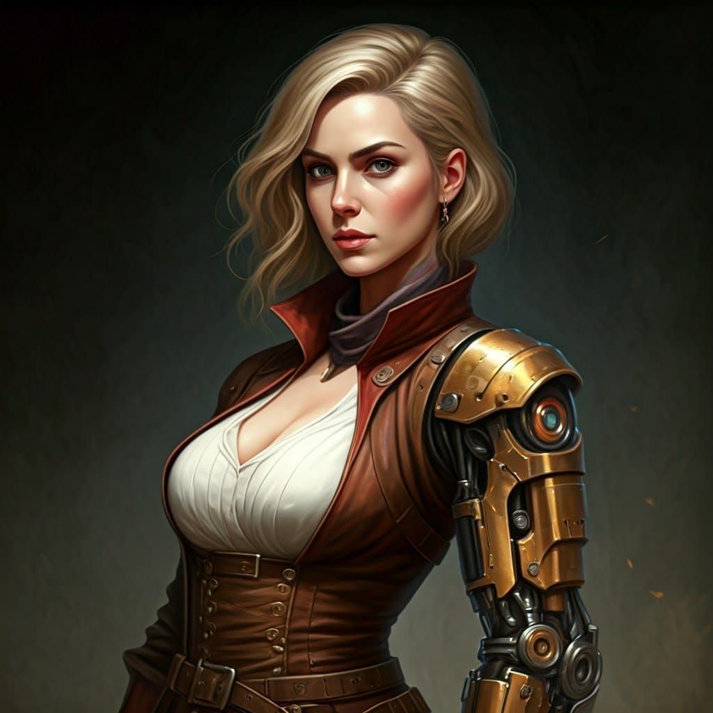 Armored Artisaness in Fantasy Metalwork