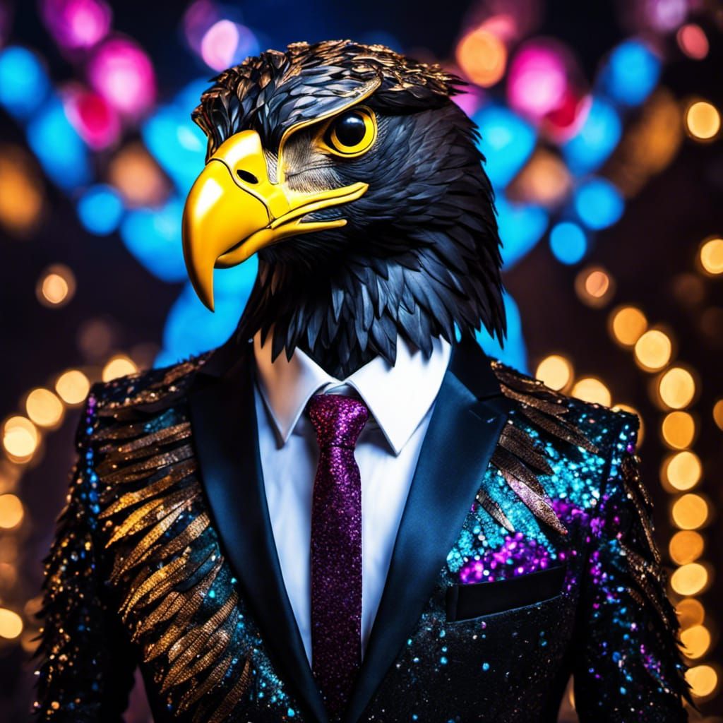 Anthropomorphic Eagle in Intricate Suit, Vivid Digital Art