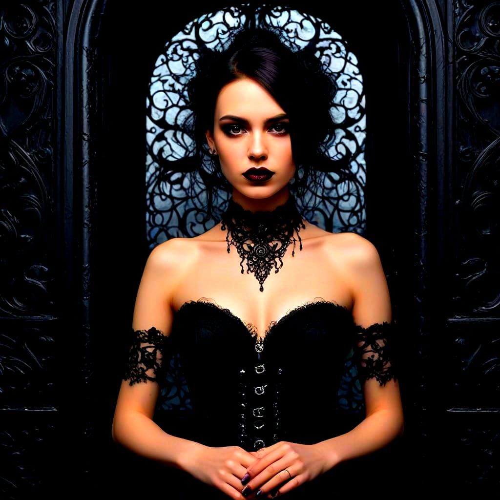 Gothic Beauty with Crow and Skull, Dark Ambiance