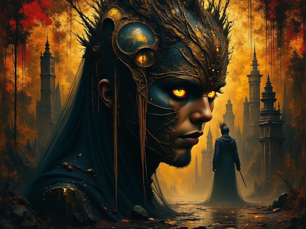 Shadow Titans Portrait in Ornate Illustration Style