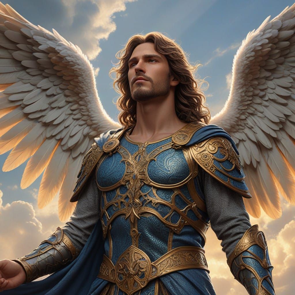 Christ Descending with Angels in Brilliant, Luminescent Skie...