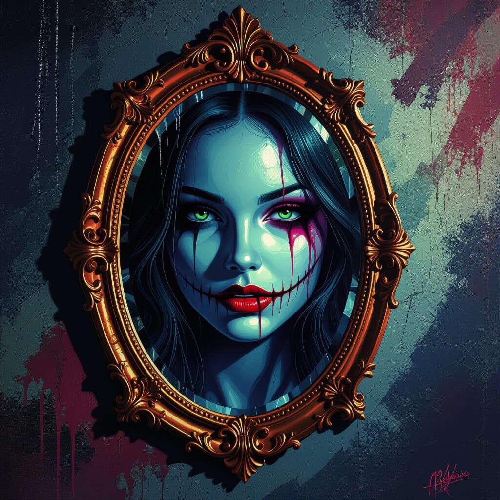 Haunted House of Mirrors: Hyperrealistic Concept Art