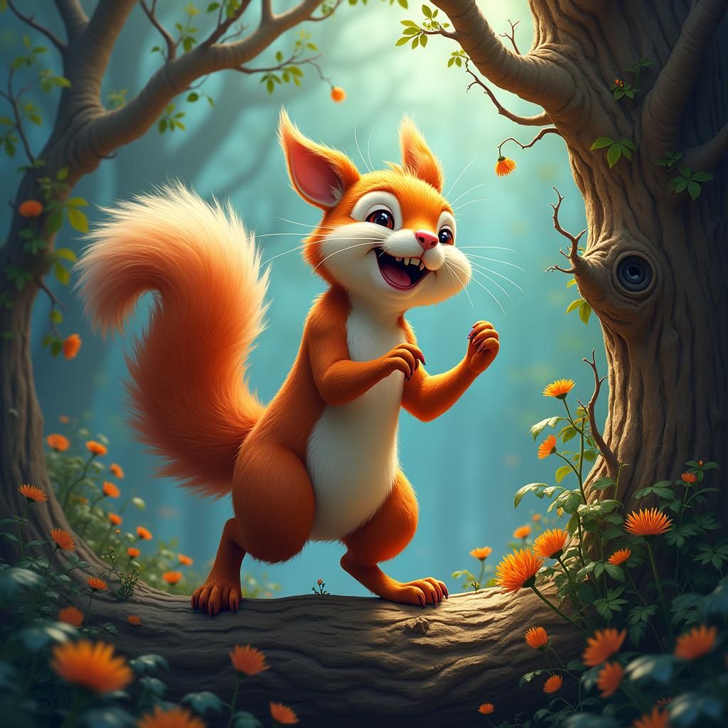 Joyful Squirrel's Performance: Dreamlike Concept Art