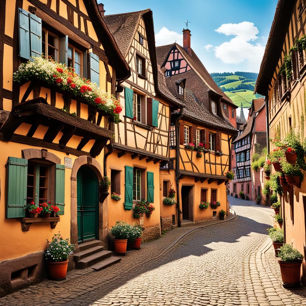 Charming Medieval Village of Riquewihr in Alsace