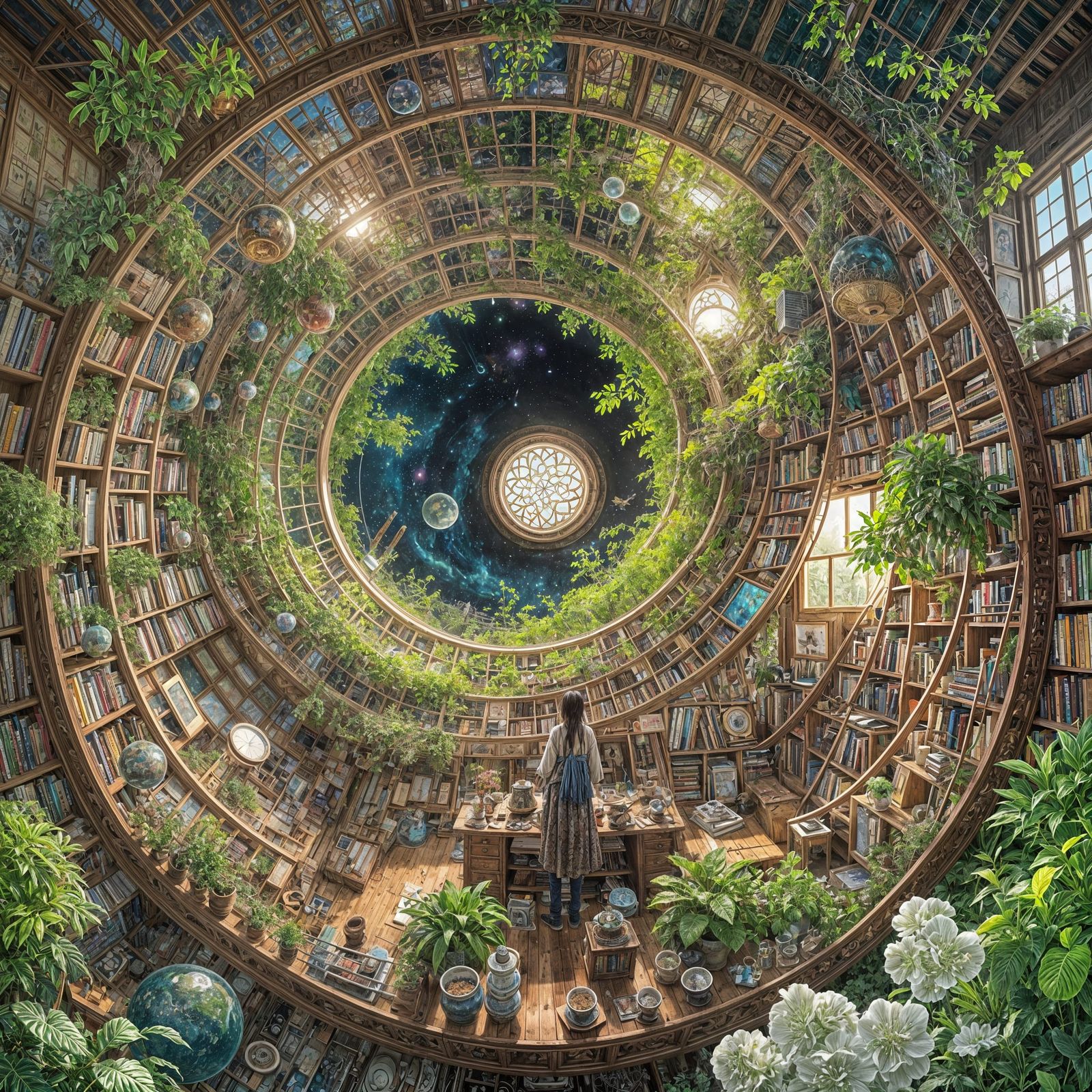 Lush Living Room Bathed in Cosmic Sunlight