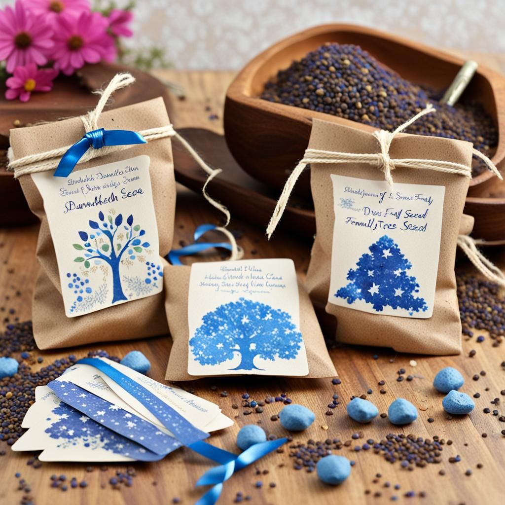 Hanukkah Family Tree Seed Bombs with Wooden Dreidels