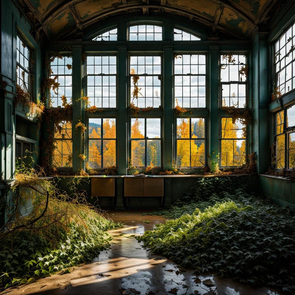 Abandoned Classroom: Van Gogh Style, Midwest America