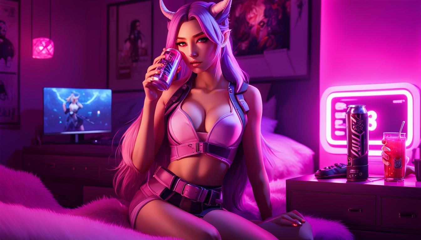 Attractive Centaur Gamer Girl in Anime Style